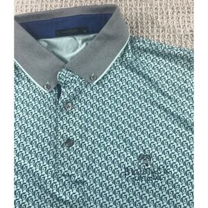 Greyson Golf Polo Shirt Bluejack National All Over Print Blue Green Mens XL